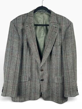 DAKS London New York Vintage 80’s Tweed Plaid Wool Blazer Size 46R
